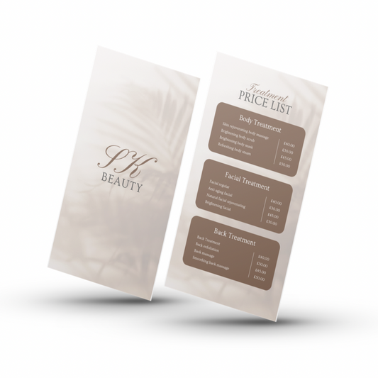 Thin Price Lists Double Sided - Designed & Printed