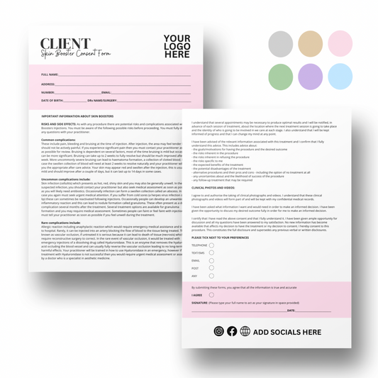 Client Skin Booster Beauty Consent Form