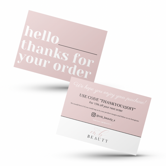 A6 Thank you/Info Customer Name Cards - Double Sided