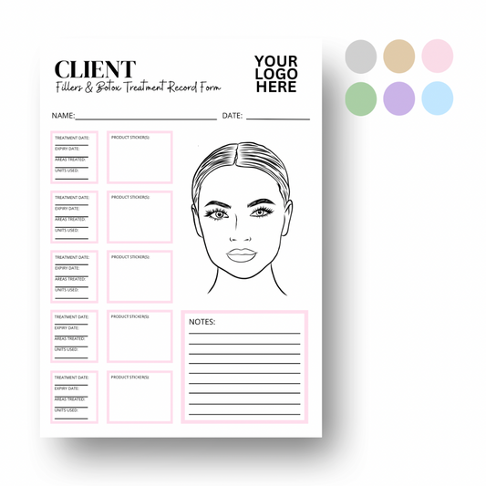 Client Fillers & Botox Treatment Record Form