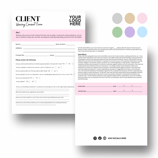 Client Waxing Beauty Consent Form