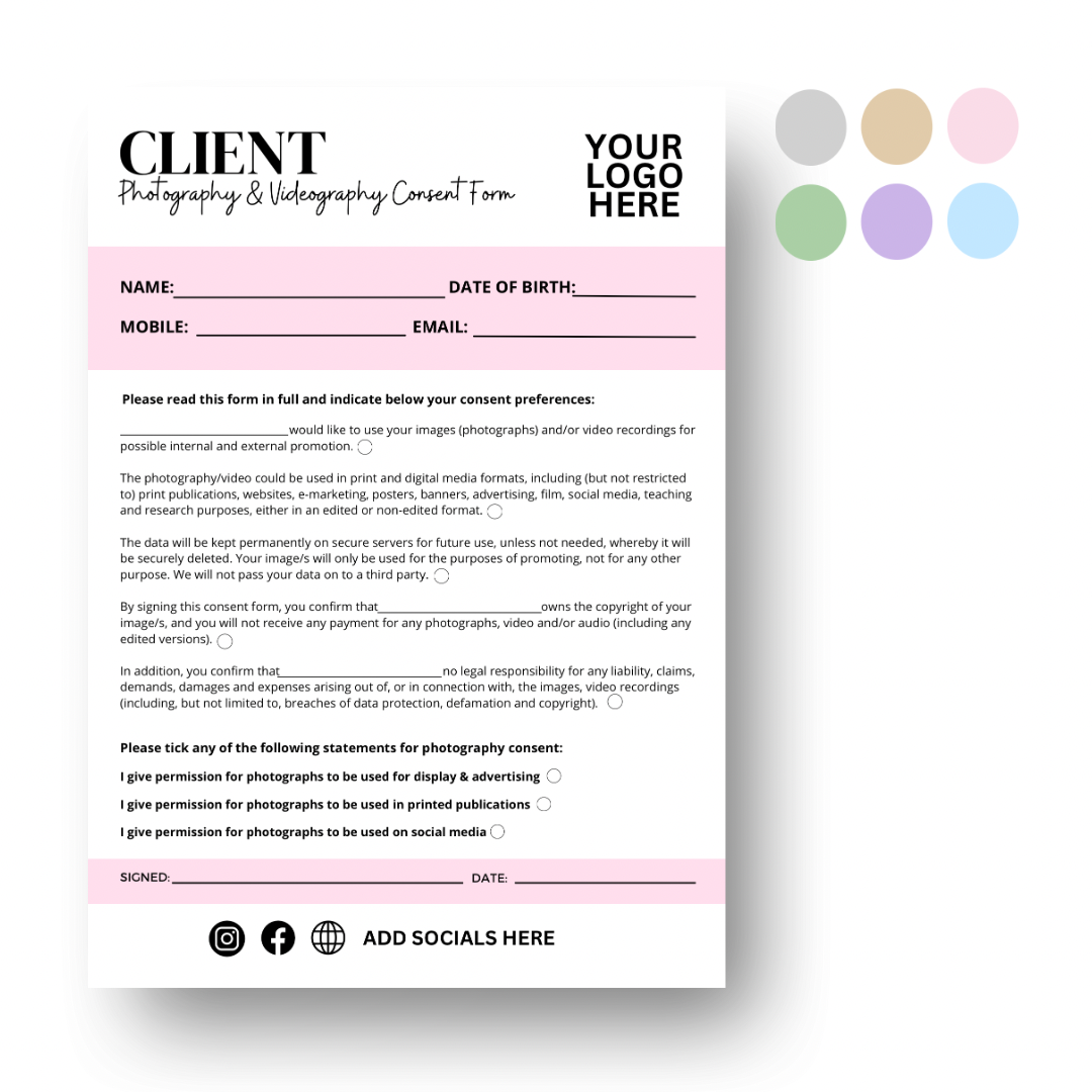 Client Photography & Videography Consent Form