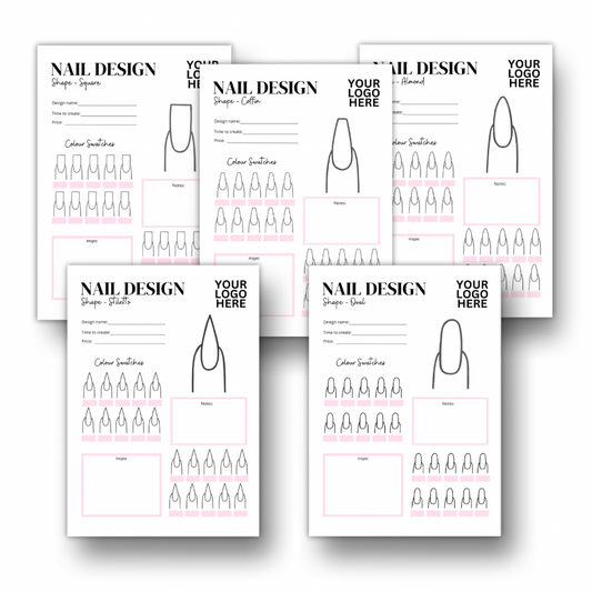 Nail Design Planning Sheets - Multiple Shapes