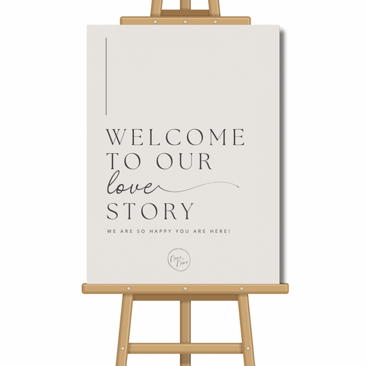 Customised Wedding Welcome Sign - Love Story Beige