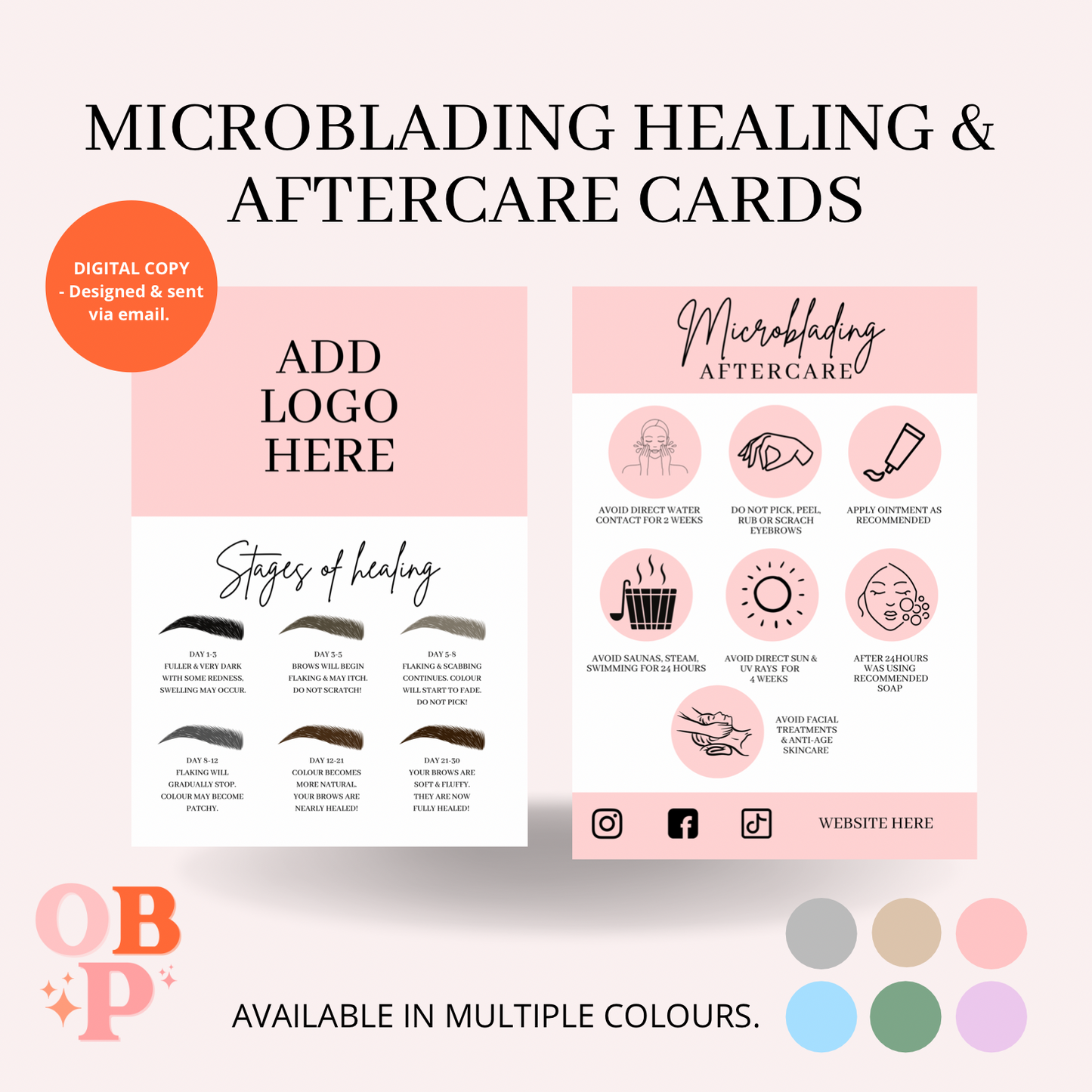 Microblading Healing & Aftercare Cards (Digital Download)