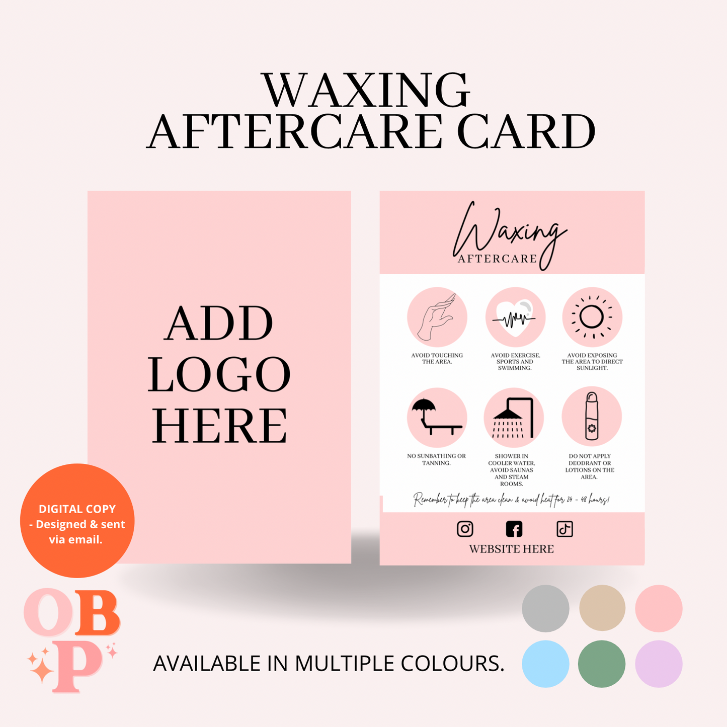 Waxing Aftercare Cards (Digital Download)