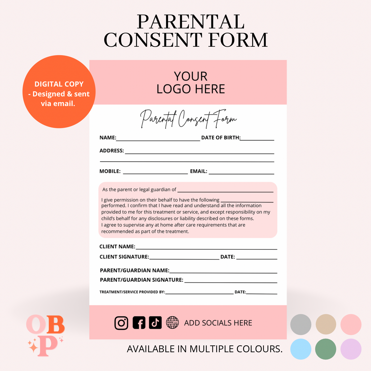 Parental Consent Form (Digital Download)