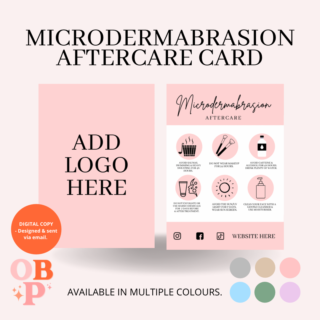 Microdermabrasion Aftercare Cards (Digital Download)