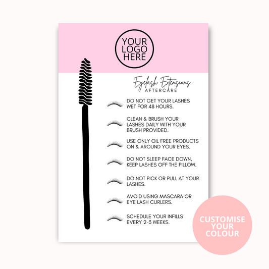 EYELASH Aftercare cards with spoolies/lash brush